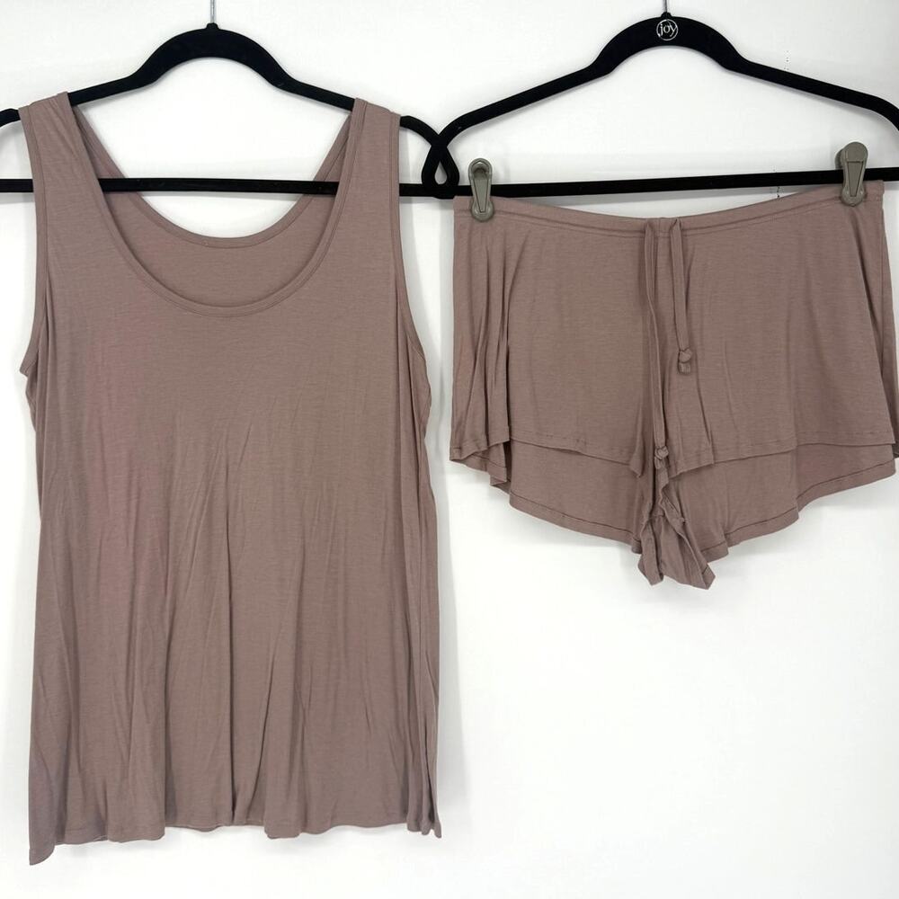 Hanro of Switzerland Pajama Set Tank Shortie Knickers Brown Tan Size Medium M